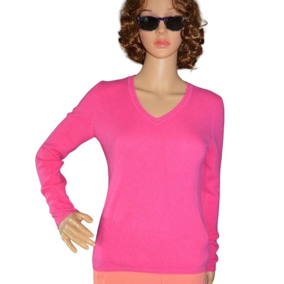Vintage Charter Club Luxury Cashmere Pink V-Neck Sweater Women Size Small Preppy - Picture 1 of 8